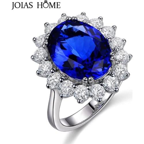 JoiasHome Luxury Silver 925 Jewelry Oval Gemstones Ring for Women Charms Sapphire Adjustable Opening Rings Party Gift Wholesale