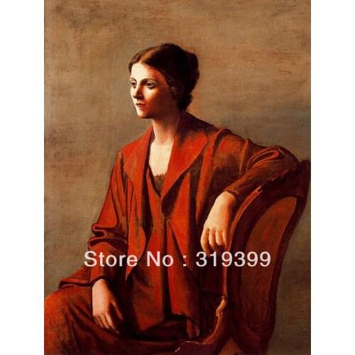 Oil Painting Reproduction on Linen canvas,olga-1923 by pablo picasso,Museam Quality,Free fast shipping,HANDMADE