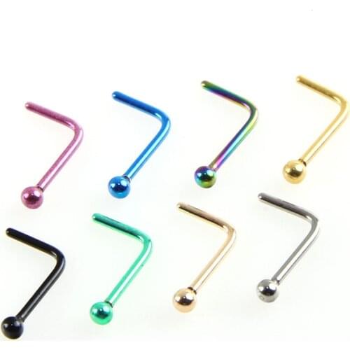 Fashion Stainless Steel L Shaped Fake Nose Ring Hoop Septum Rings Titanium Nose Piercing Earrings Fake Piercing Pircing Jewelry