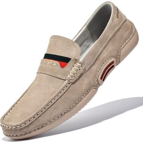 New Mens Suede Casual Leather Fashion Casual Soft Leather Shoes Moccasins Slip-on Loafers Plus Size Mens Shoes