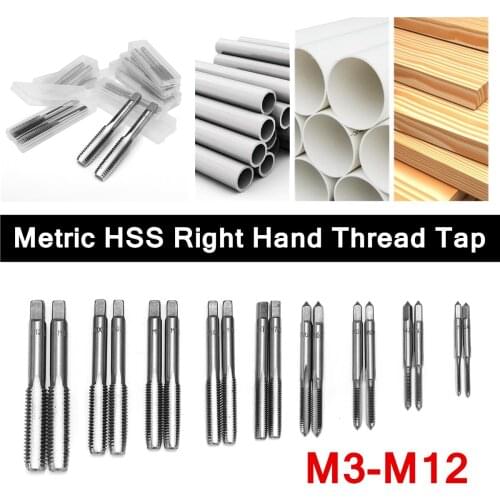 2Pcs Thread Taps Set Spiral Inch M3 M4 M5 M6 M7 M8 M9 M10 M12 Industrial Metric HSS Right Hand Drill Bits Plug Taps Drill Bits