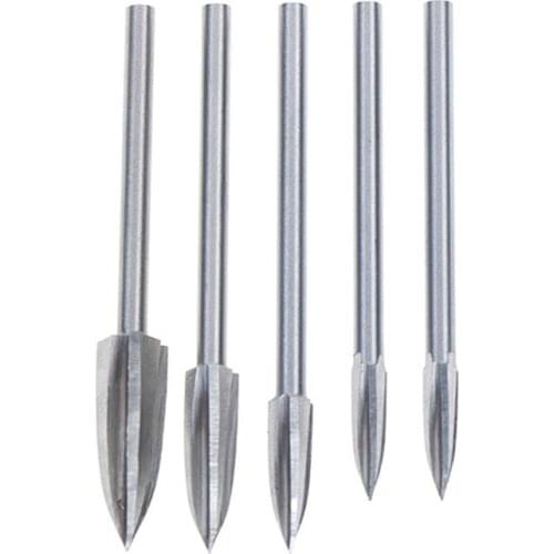 5 Pcs Steel Engraving Drill Bit Set Solid Carbide Grinding Burr For Woodworking Drilling Carving Engraving
