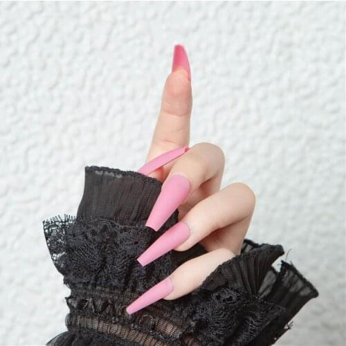 24pcs/Set False Nails Solid Color Long Ballet Fake Nails With Glue Wearable Removable Artistic Artificial Hакладные Hогти uñas