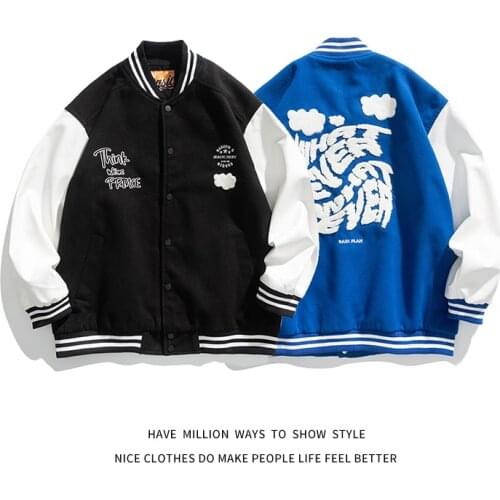 2021 New Autumn Letter Towel Embroidery Mens Baseball Bomber Jacket Unisex Womens Oversize Varsity Coat Campus Street Vintage