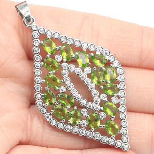 35x26mm Delicate Fine Cut 11g Round Created 3D London Blue Topaz White CZ For Womans Dating Silver Pendant Drop Shipping