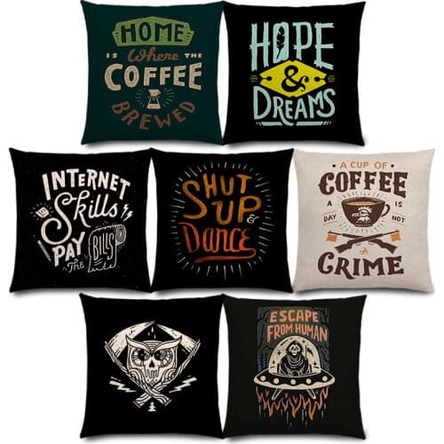 New Funny Cartoon Interesting Words Decorative Letters Death Coffee Pizza Watcher Sexy Cat Dance Cushion Cover Pillow Case