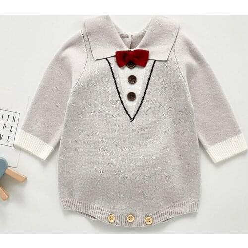 Newborn Boys Gentleman Jumpsuits Clothes 0-3Yrs New Spring Autumn Baby Boys Rompers Long Sleeve Children Rompers