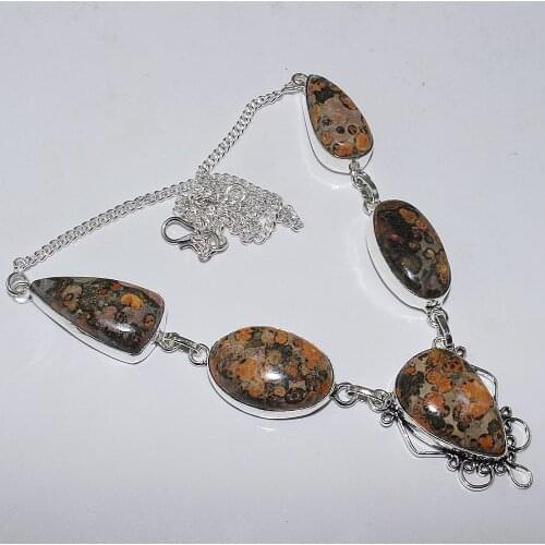 Jaspers Necklace Silver Overlay over Copper , 51 cm, N0803