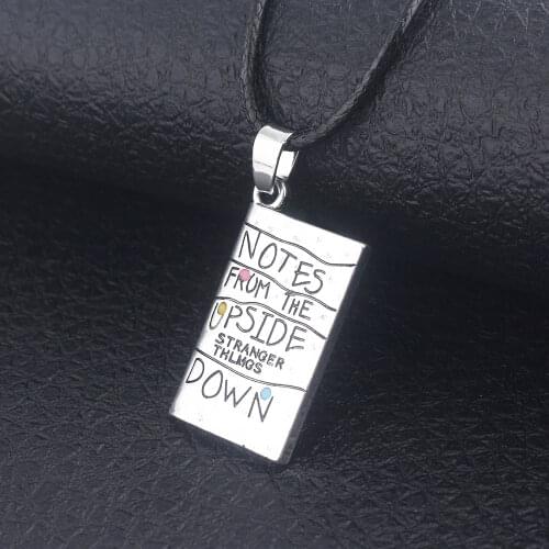 Stranger Things Pendant Necklace Letter Notes From The Upside Down Alphabet Light Wall Necklaces Women Christmas Jewelry Gift