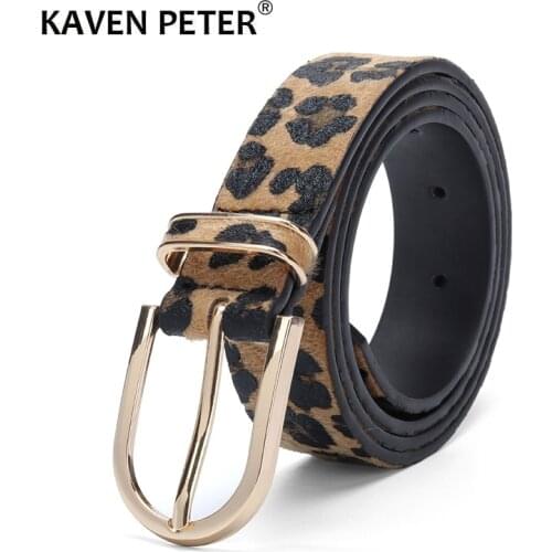 Womens Belt Casual Designer Horsehair Gold Metal Buckle Trousers Female Leather Belt Fashion Jeans High Quality