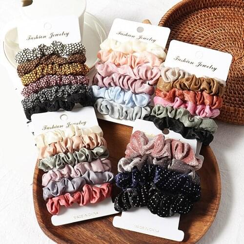 1 Set Scrunchies Hair Ring Candy Color Hair Ties Rope Autumn Winter Women Ponytail Hair Accessories 6Pcs Girls Hairbands Gifts
