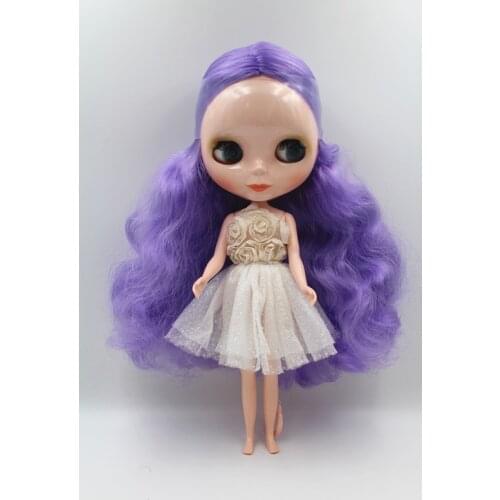 Special doll light purple curl Blygirl doll Blyth doll common body 7 joint naked baby dolls common skin