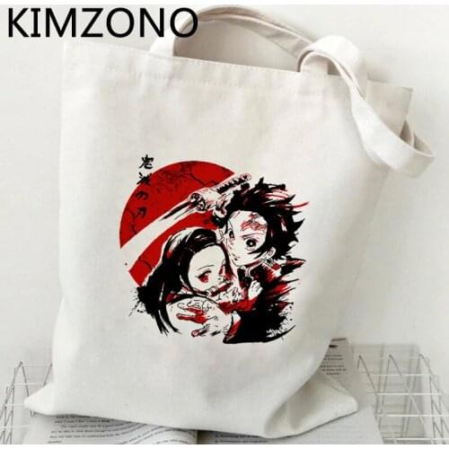 Demon Slayer Rengoku Inosuke Nezuko Kimetsu No Yaiba shopping bag recycle bag canvas shopping cotton bag bolsa compra jute cabas