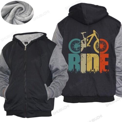 New thick hoody coat Retro Ride Your Mountain Bike hoodies Men MTB Lover thick hoody Cyclists And Bikers mens warm coat male
