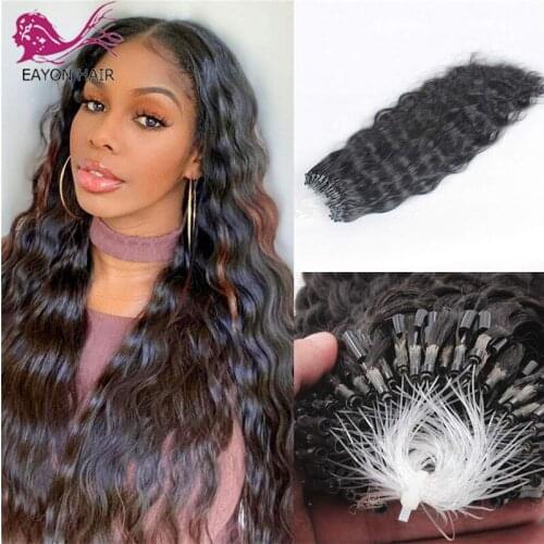 Micro Loop Ring Hair Extensions 1g/strand 100g Micro Bead Link Human Hair Extensions Deep Wave Hair 8''-28'' Brazilian Remy Hair