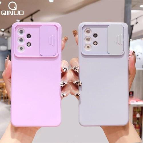 Slide Camera Lens Protection Case For Samsung Galaxy S21 S20 FE Plus Note 20 Ultra A12 A32 A52 A72 5G A51 A71 A50 Silicone Cover