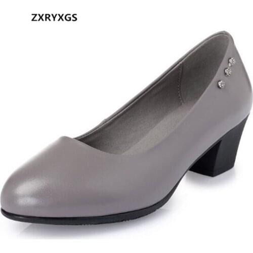 Top Cowhide Rhinestones Women Genuine Leather Shoes High Heels 2020 New Spring Autumn Shoes Fashion Wild Women Shoes Large Size