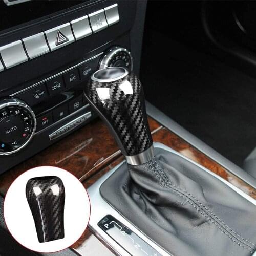 1Pc Carbon Fiber Style Shifter Gear Shift Knob Head Cover Trim for Mercedes Benz C Class E Class W203 W204 S204 W211 W212