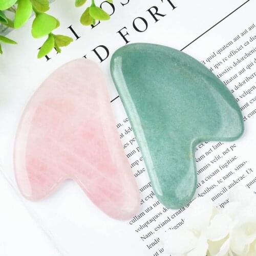 2 Pcs Natural Gua Sha Stone Green Aventurine Rose Quartz Gua Sha Scraper Face Health Care Beauty Massage Tool Drop Shipping