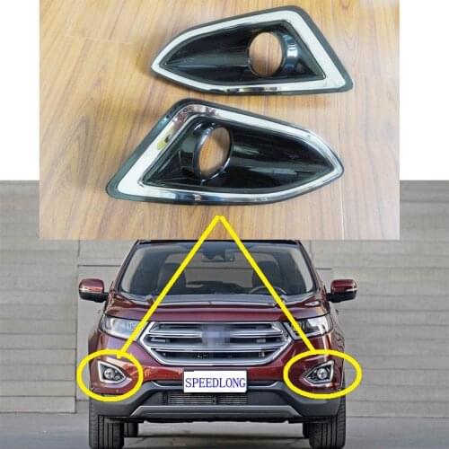 2 Pcs/Pair Front fog lamp light covers bezel with chrome trim for Ford Edge 2015