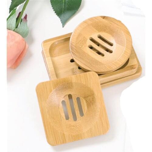200 Pcs Natural Bamboo Soap Dishes Tray Holder Storage Soap Rack Plate Box Container Portable Bathroom Soap Dish Wholesale K10