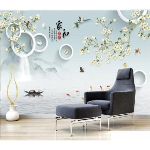 Custom photo 3d wallpaper Chinese magnolia bird fish background living room home decor 3d wall murals wallpaper for walls 3 d