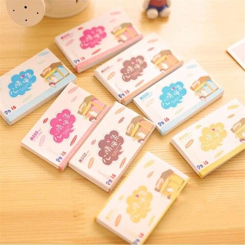 4pcs Cartoon Memo Pad Cute Mood Note Tearable Message Notes Small Fresh Day Korean Stationery School Office Mini Writing Pad
