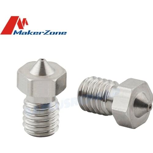 5pcs/Lot V5 V6 Stainless Steel Nozzle 0.2mm/0.3mm/0.4mm/0.5mm/0.6mm/0.8mm Threaded M6 For 3D Printers Parts 1.75mm Filament