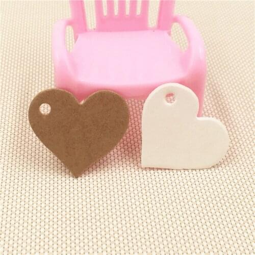 500Pcs/Lot Two Color Heart Shape Blank Kraft Paperboard Tags and Hemp Strings for Jewelry/Festival/Cake Gift Boxes Packaging Tag