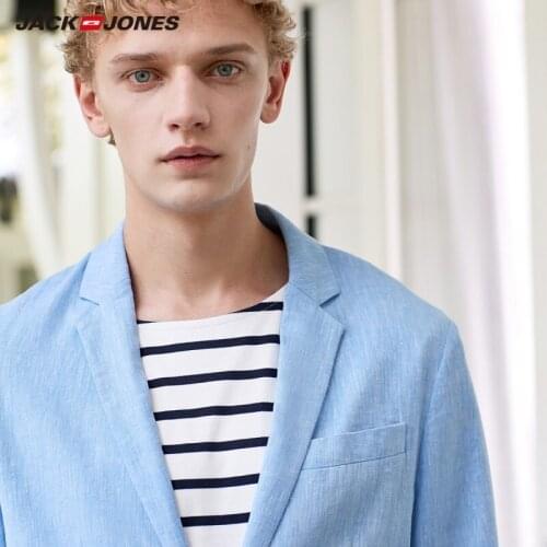 JackJones Mens Slim Fit Cotton Linen 3/4 Sleeves Blazers Basic Menswear C|21918P501