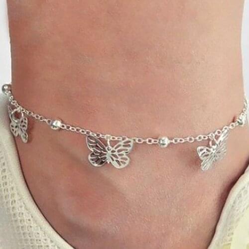 Butterfly Anklet Creative Handmade Alloy Ankle Bracelet Foot Chain for Women Butterfly Pendant Charm Anklet Jewelry