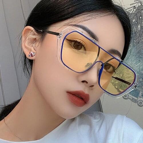 One Piece Big Frame Sunglasses For Men Uv400 Colors Retro Glasses For Women Windproof 2021 Metal Legs Vintage High Quality