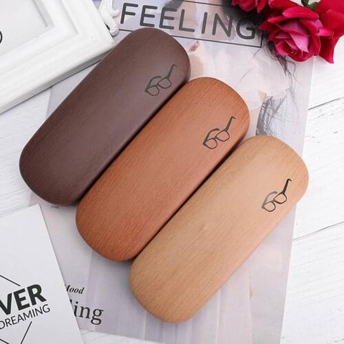 High Quality Wood Grain Hard Kit Holder Metal Reading Glasses Case for Men and Women PU Leather Eyeglass Sunglasses Box