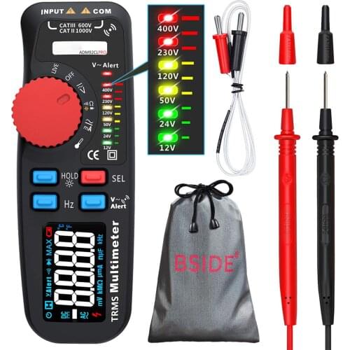 Digital Multimeter True RMS 6000 Counts Auto-Ranging Pocket Voltmeter Temp Continuity Voltage Tester with Indicators