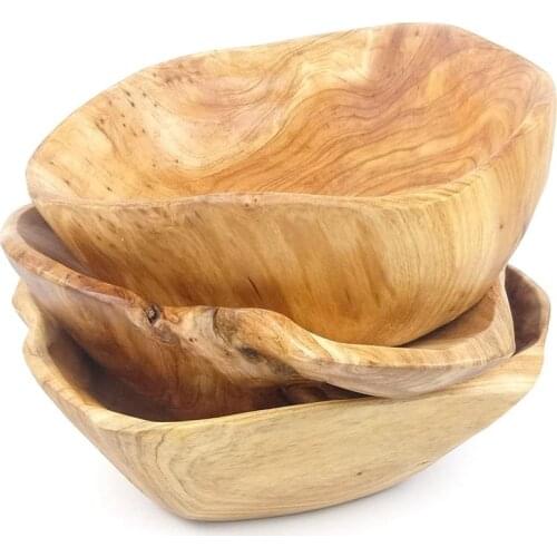 Wooden Fruit Salad Serving Bowl Hand-Carved Root Bowls Creative Living Room Real Wood Candy Bowl