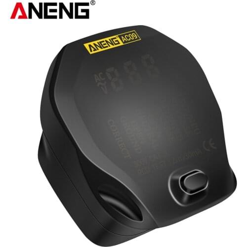 ANENG AC09 Digital Socket Tester Voltage Test Socket Detector US/UK/EU/AU Plug Live Ground Neutral Phase Meter RCD Test