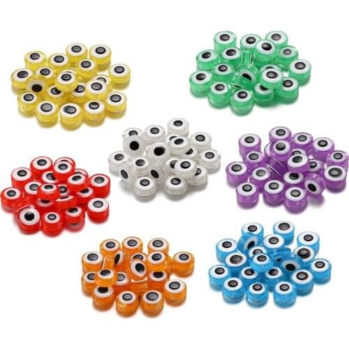 8/10mm Evil Eye Resin Spacer Beads Oval Shape Beads With Hole For Jewelry Making Handmade Diy Bracelet Necklace Ring Accessories