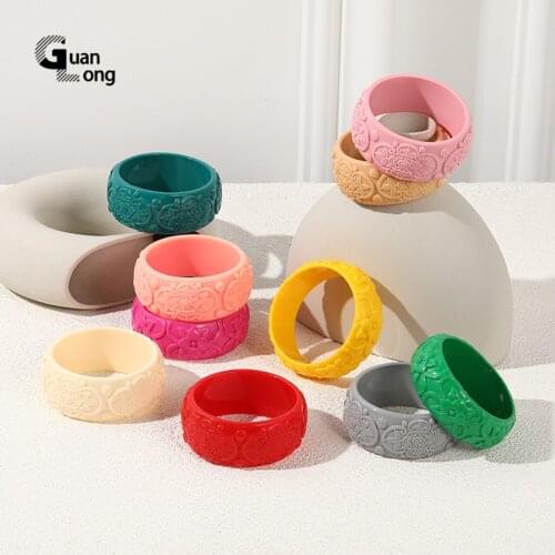 GuanLong Simple Romantic Floral Flower Resin Bangles For Women Summer Fashion Accessory Jewellery Puseira