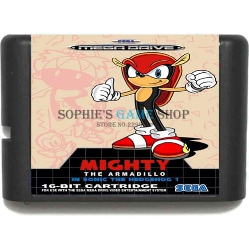 Mighty (In Sonic 1) Game Cartridge Newest 16 bit Game Card For Sega Mega Drive / Genesis System