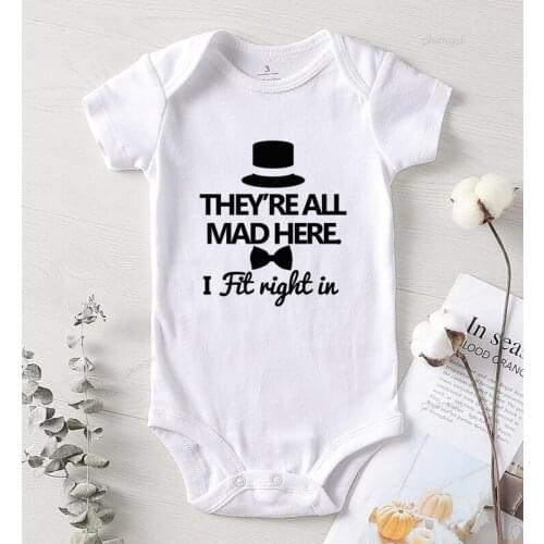 Cotton Jumpsuit Kids Autumn Baby Onesie Printing Mad Here Winter Jumpsuits Romper for Babies Newborn Girls Rompers Boy Clothes