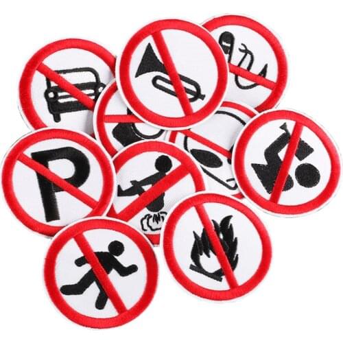 Round Patch Prohibition Icon Logo Embroidered Pacthes For Clothing Camera Alien Patch Iron On Patches For Clothes Applique Badge