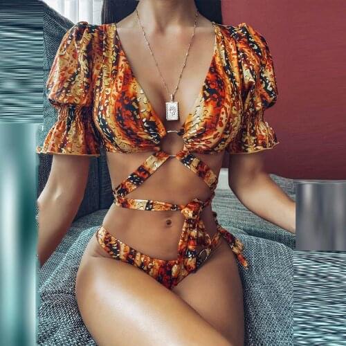 Sexy Women Leopard Printed Buckle Bikini Push-Up Padded Swimwear Swimsuit Set Beachwear Pretty Sexy Beach Holiday Trend Bikini