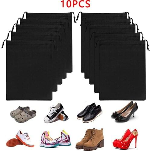 New 10 Pieces Multifunction Black Shoe Bags For Breathable Dustproof Shoes Travel Storage Bag Dustproof Home Storage Belt
