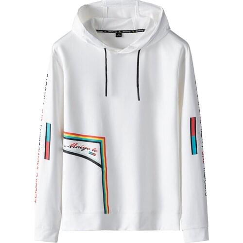 EL BARCO Autumn Print Men Hoodies Tops Cotton Streetwear Black Red Male Hooded Sweatshirt Coat Hip Hop Soft White Yellow Jacket