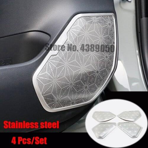 Stainless steel For Toyota RAV4 2019 2020 Accessories Car Interior door speaker audio Horn Cover Trim Frame Sticker styling 4Pcs