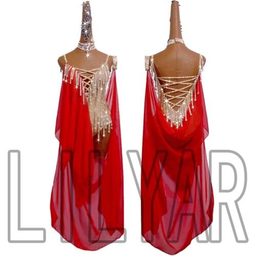 New Latin Dance Dress Competition Dress Costumes Skirt Performing Dress Adult Customize Children Red Matador Skirt Split Skirtes