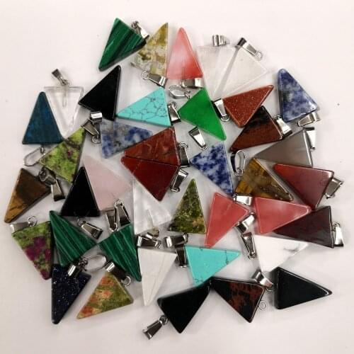 New Triangle natural Stone Pendant Necklace for jewelry making fashion Gift accessories for charming men wholesale