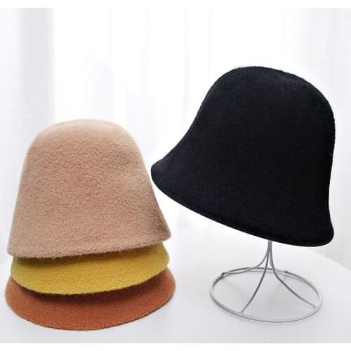 New Solid Panama Warm Winter Spring Women Bucket Hat for Lady Felt Hat for Girl Fashion Vacation Outdoor Cap Sun Hat Present