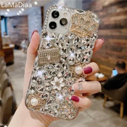 Luxury Rhinestone Crown Phone Case Bling Crystal Diamond Cover For Huawei Honor8 9 10 20 Lite V10 V20 V30 7X 8X 9X Nova 3 4 5 6