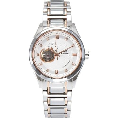 RUNOSD Mens watch luxury zircon skeleton dial miyota mechanical movement sapphire crystal stainless steel butterfly buckle 8306